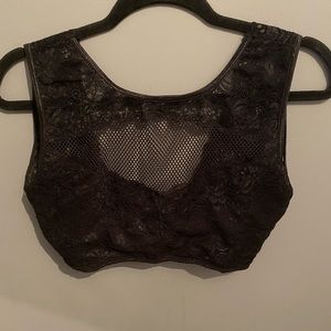 Black mesh & lace bralette
